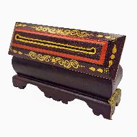 Wooden Incense Burner And Holder, With Ashtamangala Painted