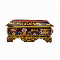 Wooden Incense Burner And Holder, With Ashtamangala Painted