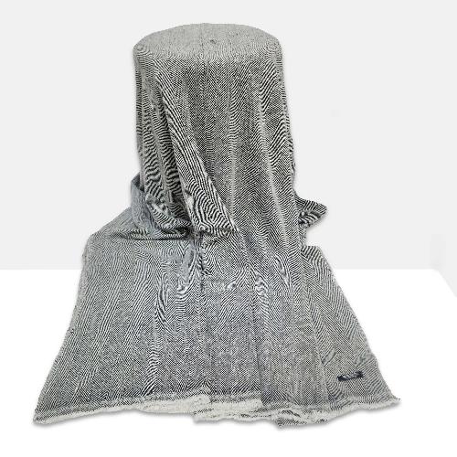 Pashmina Blanket, Nepali Hand Loom Blanket, [black And White Strip], Cashmere