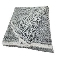 Pashmina Blanket, Nepali Hand Loom Blanket, [black And White Strip], Cashmere