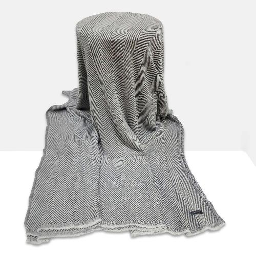 Pashmina Blanket, Nepali Hand Loom Blanket, [black And White Strip], Cashmere