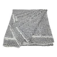 Pashmina Blanket, Nepali Hand Loom Blanket, [black And White Strip], Cashmere