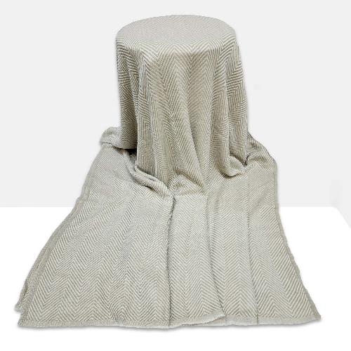 Pashmina Blanket, Nepali Hand Loom Blanket, [gray And White Strip], Cashmere
