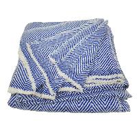 Pashmina Blanket, Nepali Hand Loom Blanket, [blue And White Strip], Cashmere