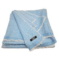 Pashmina Blanket, Nepali Hand Loom Blanket, [blue And White Strip], Cashmere