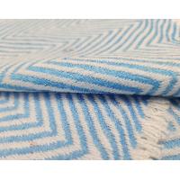 Pashmina Blanket, Nepali Hand Loom Blanket, [blue And White Strip], Cashmere