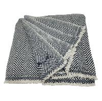 Pashmina Blanket, Nepali Hand Loom Blanket, [black And White Strip], Cashmere