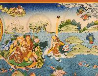 Pani Buddha [water] Thangka, Buddhist Traditional Painting, Tibetan Style, [real Gold] With 16 Arhats And 10 Bodhisattvas