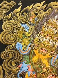Rahula Thangka, [master Quality], Buddhist Traditional Painting, Tibetan Style, [real Gold], [rare Find]