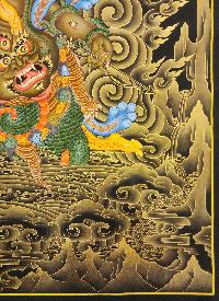 Rahula Thangka, [master Quality], Buddhist Traditional Painting, Tibetan Style, [real Gold], [rare Find]