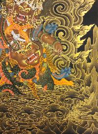 Rahula Thangka, Buddhist Traditional Painting, Tibetan Style, [real Gold]