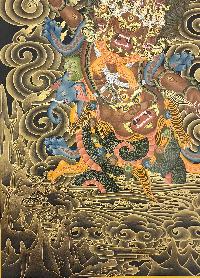 Rahula Thangka, Buddhist Traditional Painting, Tibetan Style, [real Gold]