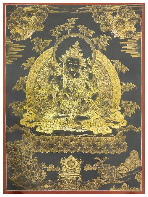 Vajrasattva [shakti] Thangka, Buddhist Traditional Painting, Tibetan Style, [real Gold]