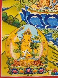 Chenrezig Thangka, Buddhist Traditional Painting, Tibetan Style, [real Gold], Three Great Bodhisattvas