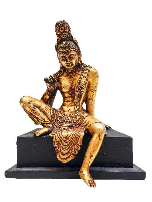 [sri Lankan] Bodhisattva, Buddhist Handmade Statue, [antique Finishing], [gold Plated]