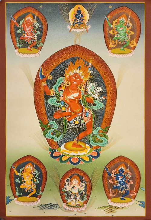 Vajravarahi - Dorje Phagmo, [master Quality] Buddhist Handmadethangka Painting, [real Gold]