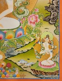 Machig Labdron Or Damaru Tara, Buddhist Handmade Thangka Painting, [real Gold]