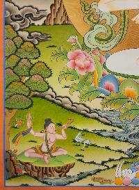Machig Labdron Or Damaru Tara, Buddhist Handmade Thangka Painting, [real Gold]