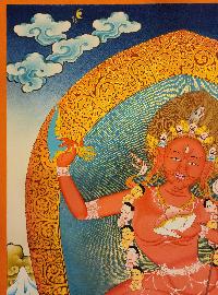 Vajravarahi - Dorje Phagmo, Buddhist Handmade Thangka Painting, [real Gold]