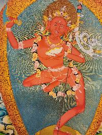 Vajravarahi - Dorje Phagmo, Buddhist Handmade Thangka Painting, [real Gold]