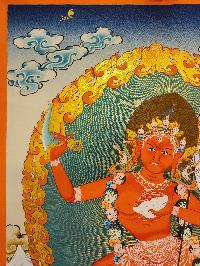 Vajravarahi - Dorje Phagmo, Buddhist Handmade Thangka Painting, [real Gold]