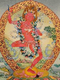 Vajravarahi - Dorje Phagmo, Buddhist Handmade Thangka Painting, [real Gold]