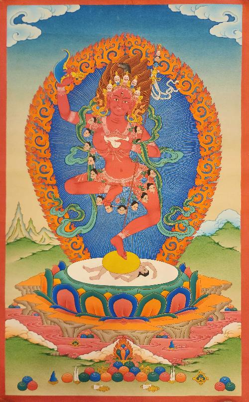 Vajravarahi - Dorje Phagmo, Buddhist Handmade Thangka Painting, [real Gold]