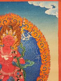 Vajravarahi - Dorje Phagmo, Buddhist Handmade Thangka Painting, [real Gold]