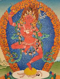 Vajravarahi - Dorje Phagmo, Buddhist Handmade Thangka Painting, [real Gold]