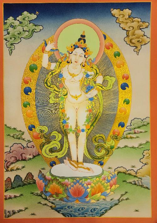 Yogini - Name Not Sure, Buddhist Handmade Thangka Painting, [real Gold]
