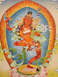 Vajravarahi - Dorje Phagmo Yogini, Buddhist Handmade Thangka Painting, [real Gold], Rigjeyma, Pema Khandro, Wangyi Lhamo, Red Tara