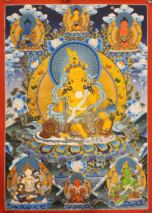 Ksitigarbha - Bodhisattva, Buddhist Handmade Thangka Painting, [real Gold]