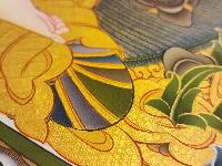 White Tara, Buddhist Handmade Thangka Painting, [real Gold], Three Long Life Deities, And Pancha Buddha On Top