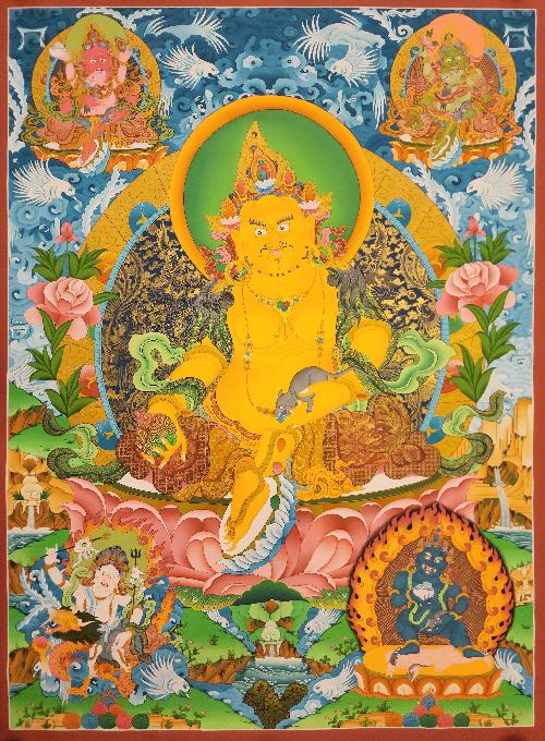 Pancha Jambhala, Buddhist Handmade Thangka Painting, Tibetan Style, [real Gold]