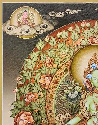 Green Tara, [master Quality] Buddhist Handmade Thangka Painting, Tibetan Style, Modern Style [real Gold], [rare Find]