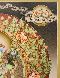 Green Tara, [master Quality] Buddhist Handmade Thangka Painting, Tibetan Style, Modern Style [real Gold], [rare Find]
