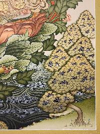 Green Tara, [master Quality] Buddhist Handmade Thangka Painting, Tibetan Style, Modern Style [real Gold], [rare Find]