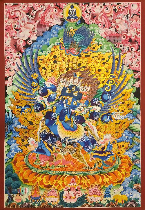 Vajrakilaya - Dorje Phurba, Buddhist Handmade Thangka Painting, Tibetan Style, [real Gold]