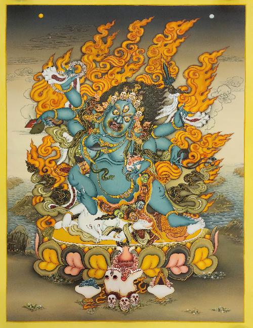 Mahakala Black, [master Quality], Buddhist Handmade Thangka Painting, Karma Gadri Art