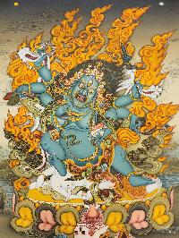 Mahakala Black, [master Quality], Buddhist Handmade Thangka Painting, Karma Gadri Art