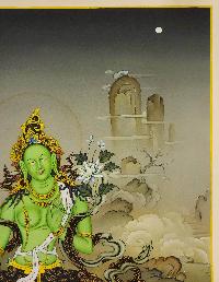 Green Tara, [master Quality], Buddhist Handmade Thangka Painting, Karma Gadri Art