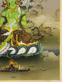 Green Tara, [master Quality], Buddhist Handmade Thangka Painting, Karma Gadri Art