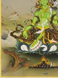 Green Tara, [master Quality], Buddhist Handmade Thangka Painting, Karma Gadri Art