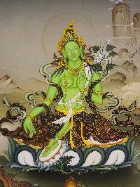 Green Tara, [master Quality], Buddhist Handmade Thangka Painting, Karma Gadri Art