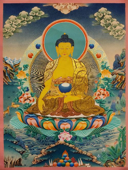 Shakyamuni Buddha, Buddhist Handmade Thangka Painting, Tibetan Style