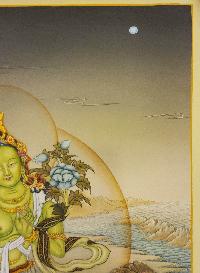 Green Tara, Buddhist Handmade Thangka Painting, Karma Gadri Art
