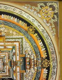 Kalachakra Mandala, Buddhist Handmade Thangka Painting, Tibetan Style, [real Gold]