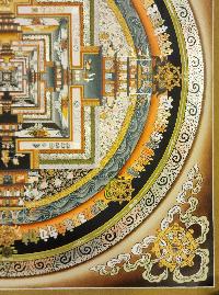 Kalachakra Mandala, Buddhist Handmade Thangka Painting, Tibetan Style, [real Gold]