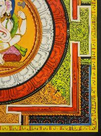 Ganesh Mandala, Buddhist Handmade Paubha Painting, Newari Style