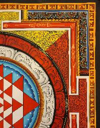 Sri Yantra Mandala, Buddhist Handmade Paubha Painting, Newari Style